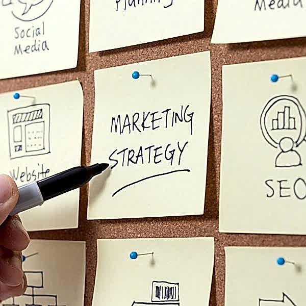 Marketing strategy planning sticky notes